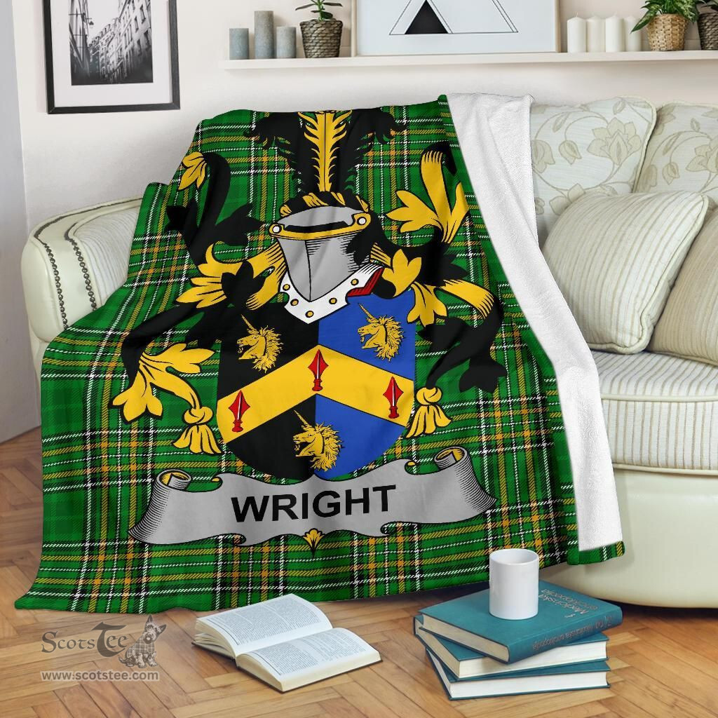 Scottish Wright Coat of Arms Family Crest Ireland Blanket Irish National Tartan Irish County Blanket