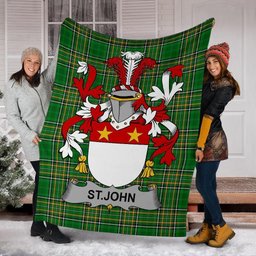 Scottish St.John Coat of Arms Family Crest Ireland Blanket Irish National Tartan Irish County Blanket