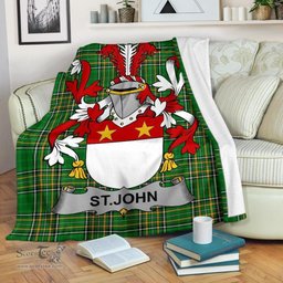 Scottish St.John Coat of Arms Family Crest Ireland Blanket Irish National Tartan Irish County Blanket