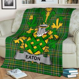 Scottish Eaton Coat of Arms Family Crest Ireland Blanket Irish National Tartan Irish County Blanket