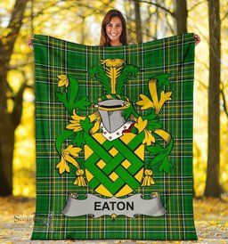 Scottish Eaton Coat of Arms Family Crest Ireland Blanket Irish National Tartan Irish County Blanket