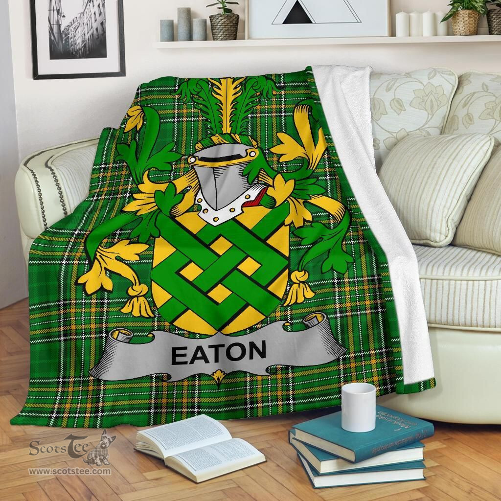 Scottish Eaton Coat of Arms Family Crest Ireland Blanket Irish National Tartan Irish County Blanket