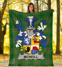 Scottish Neill or McNeill Coat of Arms Family Crest Ireland Blanket Irish National Tartan Irish County Blanket
