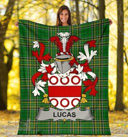 Scottish Lucas or Luke Coat of Arms Family Crest Ireland Blanket Irish National Tartan Irish County Blanket