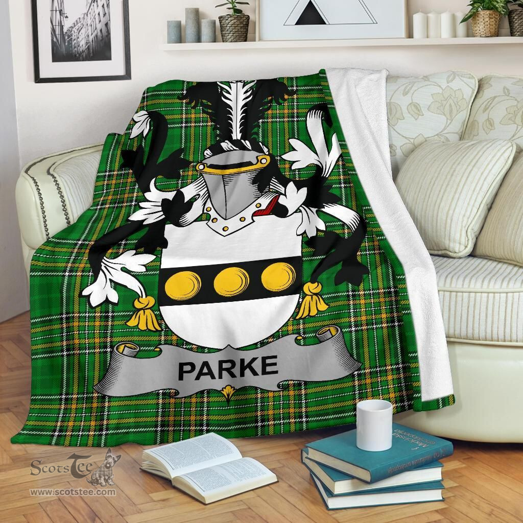 Scottish Parke Coat of Arms Family Crest Ireland Blanket Irish National Tartan Irish County Blanket