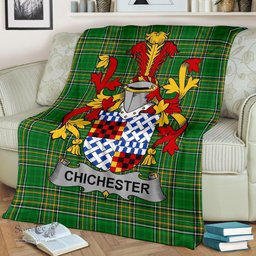 Scottish Chichester Coat of Arms Family Crest Ireland Blanket Irish National Tartan Irish County Blanket