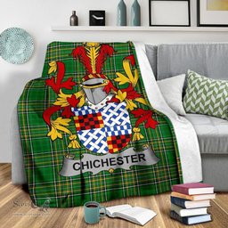Scottish Chichester Coat of Arms Family Crest Ireland Blanket Irish National Tartan Irish County Blanket