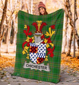 Scottish Chichester Coat of Arms Family Crest Ireland Blanket Irish National Tartan Irish County Blanket