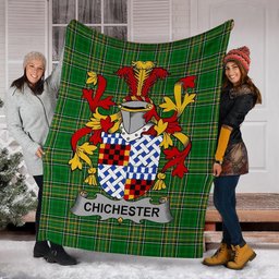 Scottish Chichester Coat of Arms Family Crest Ireland Blanket Irish National Tartan Irish County Blanket