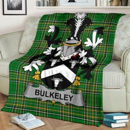 Scottish Bulkeley Coat of Arms Family Crest Ireland Blanket Irish National Tartan Irish County Blanket