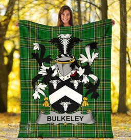 Scottish Bulkeley Coat of Arms Family Crest Ireland Blanket Irish National Tartan Irish County Blanket