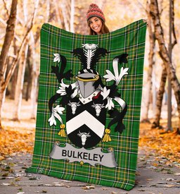 Scottish Bulkeley Coat of Arms Family Crest Ireland Blanket Irish National Tartan Irish County Blanket