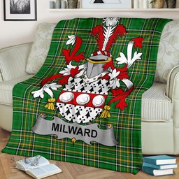 Scottish Milward Coat of Arms Family Crest Ireland Blanket Irish National Tartan Irish County Blanket