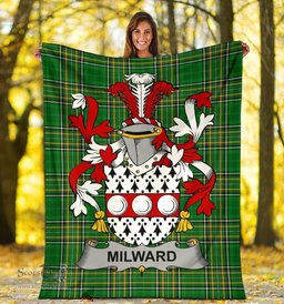 Scottish Milward Coat of Arms Family Crest Ireland Blanket Irish National Tartan Irish County Blanket