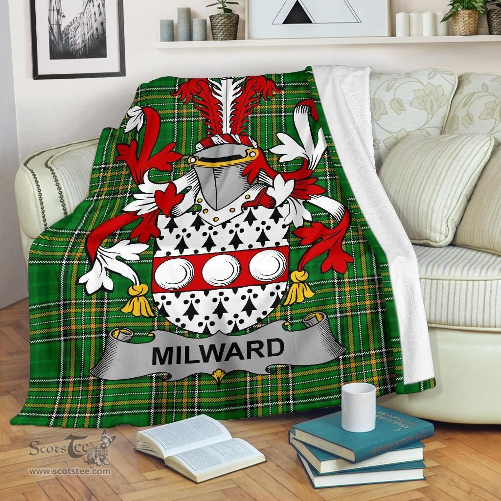 Scottish Milward Coat of Arms Family Crest Ireland Blanket Irish National Tartan Irish County Blanket