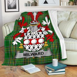 Scottish Milward Coat of Arms Family Crest Ireland Blanket Irish National Tartan Irish County Blanket