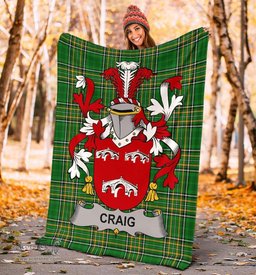 Scottish Craig Coat of Arms Family Crest Ireland Blanket Irish National Tartan Irish County Blanket