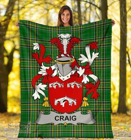 Scottish Craig Coat of Arms Family Crest Ireland Blanket Irish National Tartan Irish County Blanket