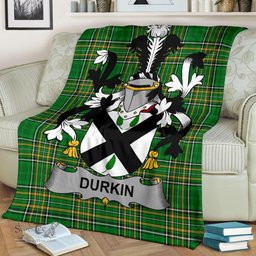 Scottish Durkin or O'Durkin Coat of Arms Family Crest Ireland Blanket Irish National Tartan Irish County Blanket