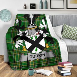 Scottish Durkin or O'Durkin Coat of Arms Family Crest Ireland Blanket Irish National Tartan Irish County Blanket