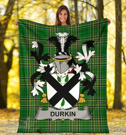 Scottish Durkin or O'Durkin Coat of Arms Family Crest Ireland Blanket Irish National Tartan Irish County Blanket