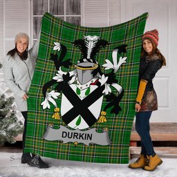 Scottish Durkin or O'Durkin Coat of Arms Family Crest Ireland Blanket Irish National Tartan Irish County Blanket