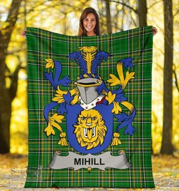 Scottish Mihill Coat of Arms Family Crest Ireland Blanket Irish National Tartan Irish County Blanket