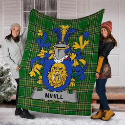 Scottish Mihill Coat of Arms Family Crest Ireland Blanket Irish National Tartan Irish County Blanket