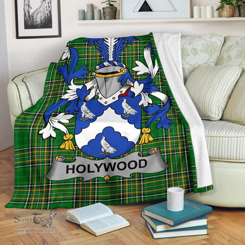 Scottish Holywood Coat of Arms Family Crest Ireland Blanket Irish National Tartan Irish County Blanket