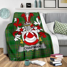 Scottish Chapman Coat of Arms Family Crest Ireland Blanket Irish National Tartan Irish County Blanket