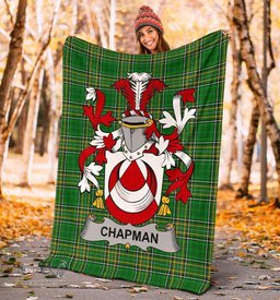 Scottish Chapman Coat of Arms Family Crest Ireland Blanket Irish National Tartan Irish County Blanket