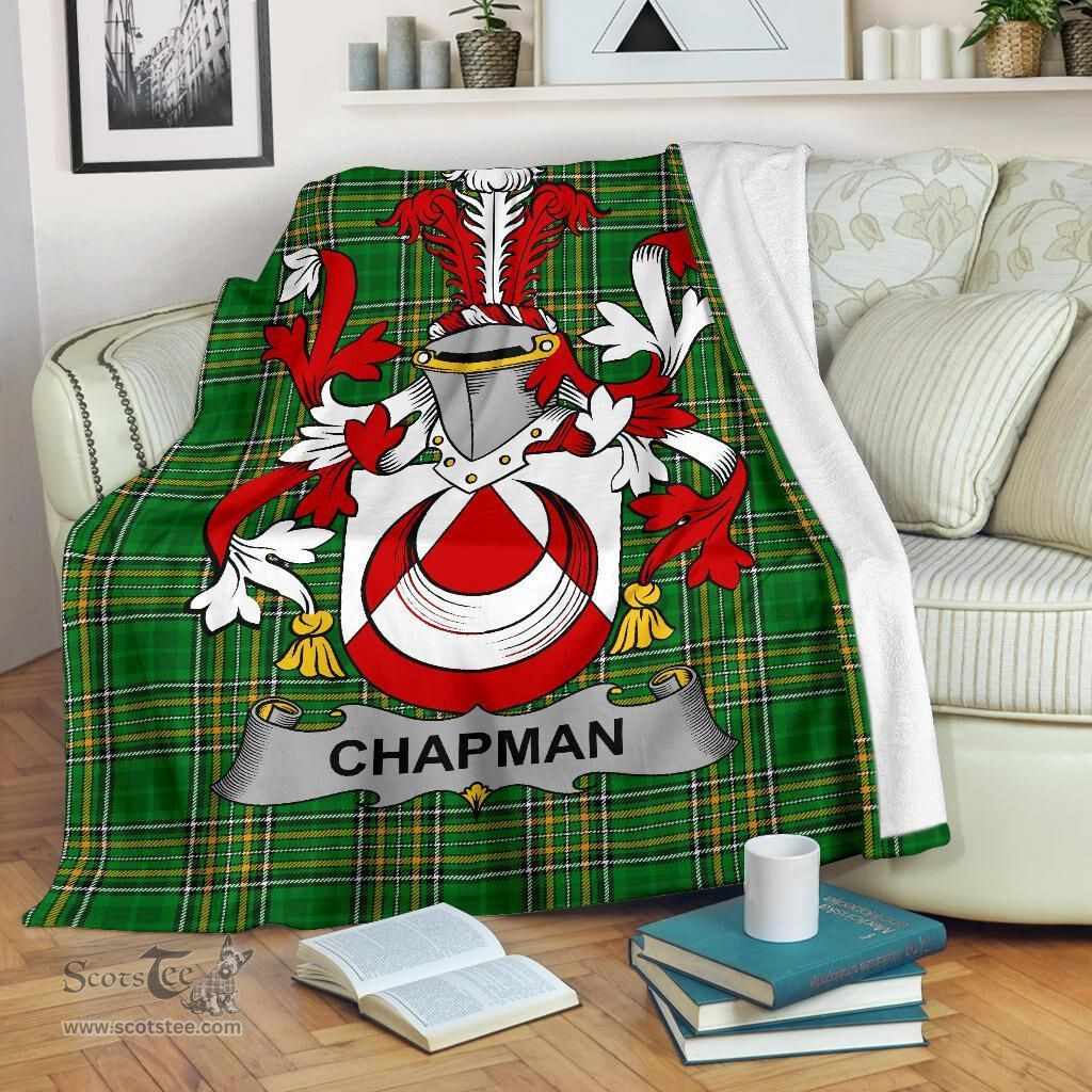 Scottish Chapman Coat of Arms Family Crest Ireland Blanket Irish National Tartan Irish County Blanket