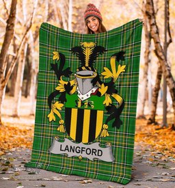 Scottish Langford Coat of Arms Family Crest Ireland Blanket Irish National Tartan Irish County Blanket