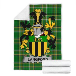 Scottish Langford Coat of Arms Family Crest Ireland Blanket Irish National Tartan Irish County Blanket