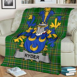 Scottish Ryder Coat of Arms Family Crest Ireland Blanket Irish National Tartan Irish County Blanket
