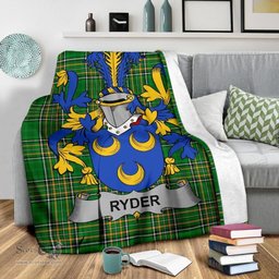 Scottish Ryder Coat of Arms Family Crest Ireland Blanket Irish National Tartan Irish County Blanket