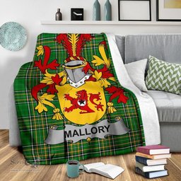 Scottish Mallory Coat of Arms Family Crest Ireland Blanket Irish National Tartan Irish County Blanket
