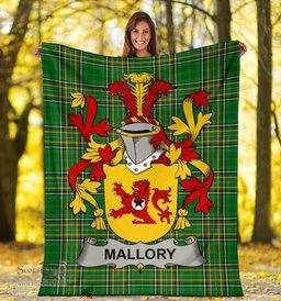 Scottish Mallory Coat of Arms Family Crest Ireland Blanket Irish National Tartan Irish County Blanket