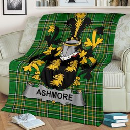 Scottish Ashmore Coat of Arms Family Crest Ireland Blanket Irish National Tartan Irish County Blanket
