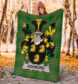 Scottish Ashmore Coat of Arms Family Crest Ireland Blanket Irish National Tartan Irish County Blanket