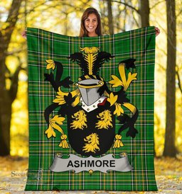 Scottish Ashmore Coat of Arms Family Crest Ireland Blanket Irish National Tartan Irish County Blanket