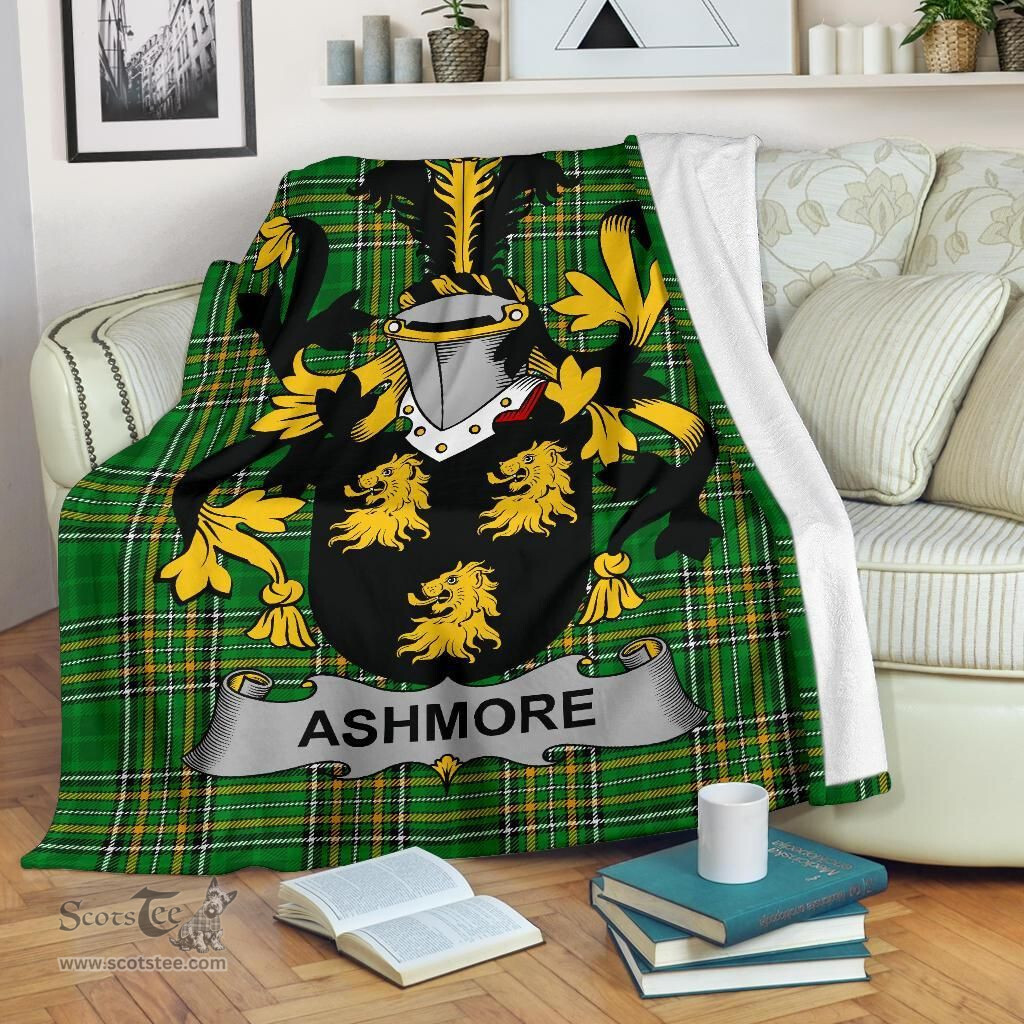 Scottish Ashmore Coat of Arms Family Crest Ireland Blanket Irish National Tartan Irish County Blanket