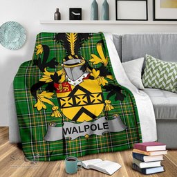 Scottish Walpole Coat of Arms Family Crest Ireland Blanket Irish National Tartan Irish County Blanket