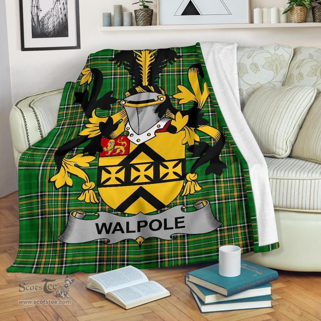 Scottish Walpole Coat of Arms Family Crest Ireland Blanket Irish National Tartan Irish County Blanket