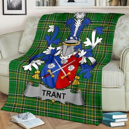 Scottish Trant or Trent Coat of Arms Family Crest Ireland Blanket Irish National Tartan Irish County Blanket