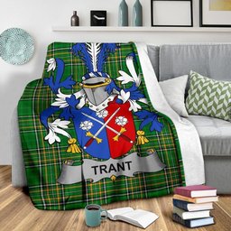 Scottish Trant or Trent Coat of Arms Family Crest Ireland Blanket Irish National Tartan Irish County Blanket