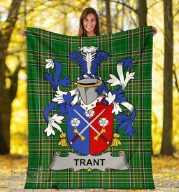 Scottish Trant or Trent Coat of Arms Family Crest Ireland Blanket Irish National Tartan Irish County Blanket