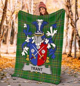 Scottish Trant or Trent Coat of Arms Family Crest Ireland Blanket Irish National Tartan Irish County Blanket