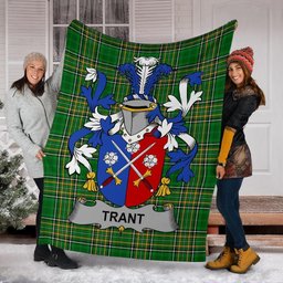 Scottish Trant or Trent Coat of Arms Family Crest Ireland Blanket Irish National Tartan Irish County Blanket