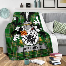 Scottish Jeffreys Coat of Arms Family Crest Ireland Blanket Irish National Tartan Irish County Blanket